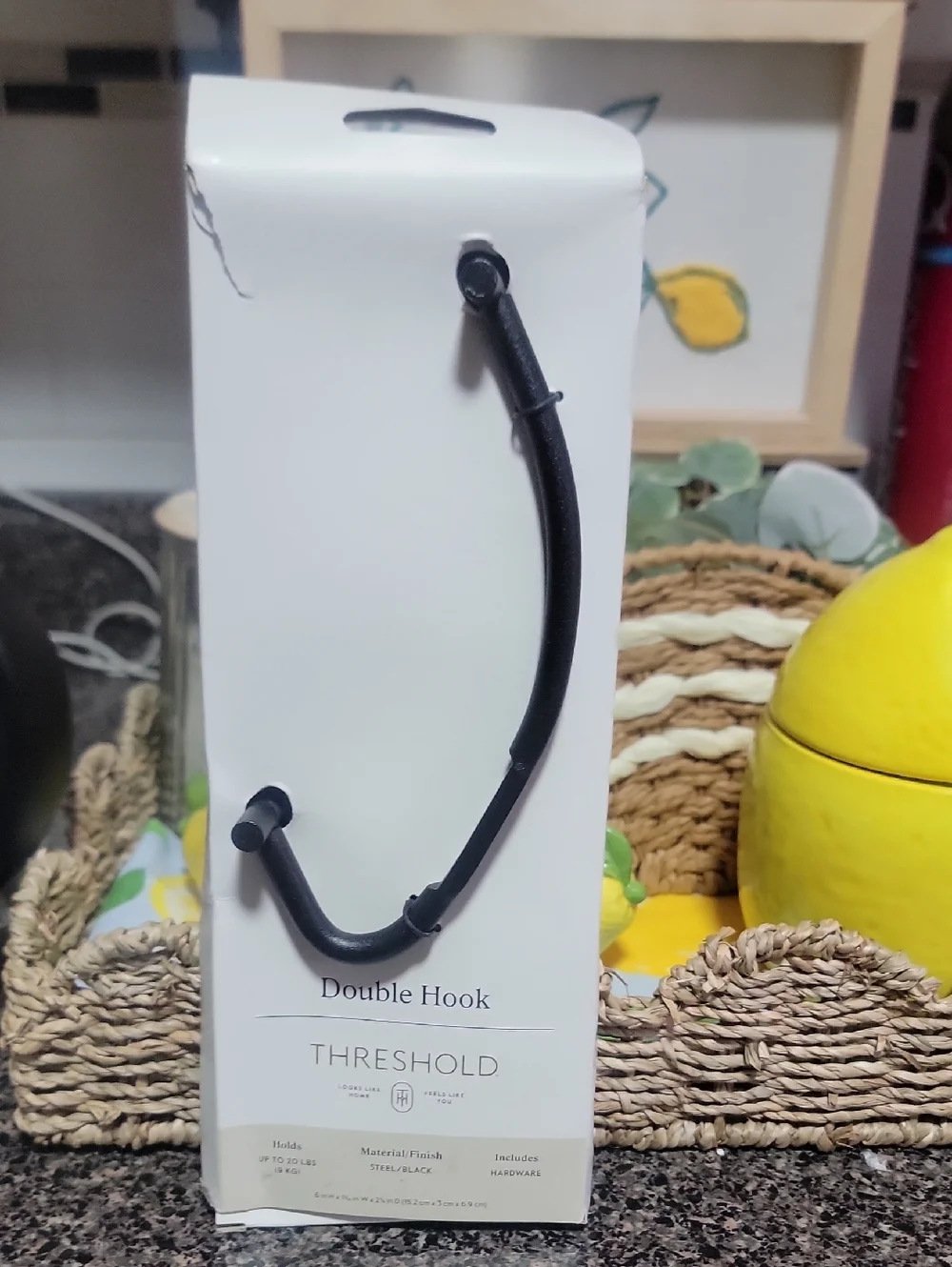 Threshold Matte Black Double Wall Hook